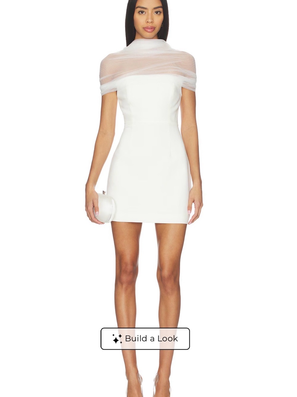 White Off-Shoulder Mini Dress with Sheer Neckline
